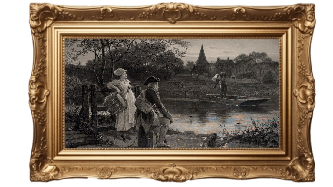 Antique engraving - The End of the Journey (1 of 2)