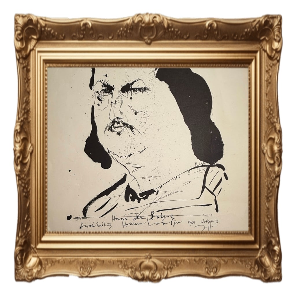 Lithograph / zincograph portrait of Honoré de Balzac - Horst Janssen (1 of 4)