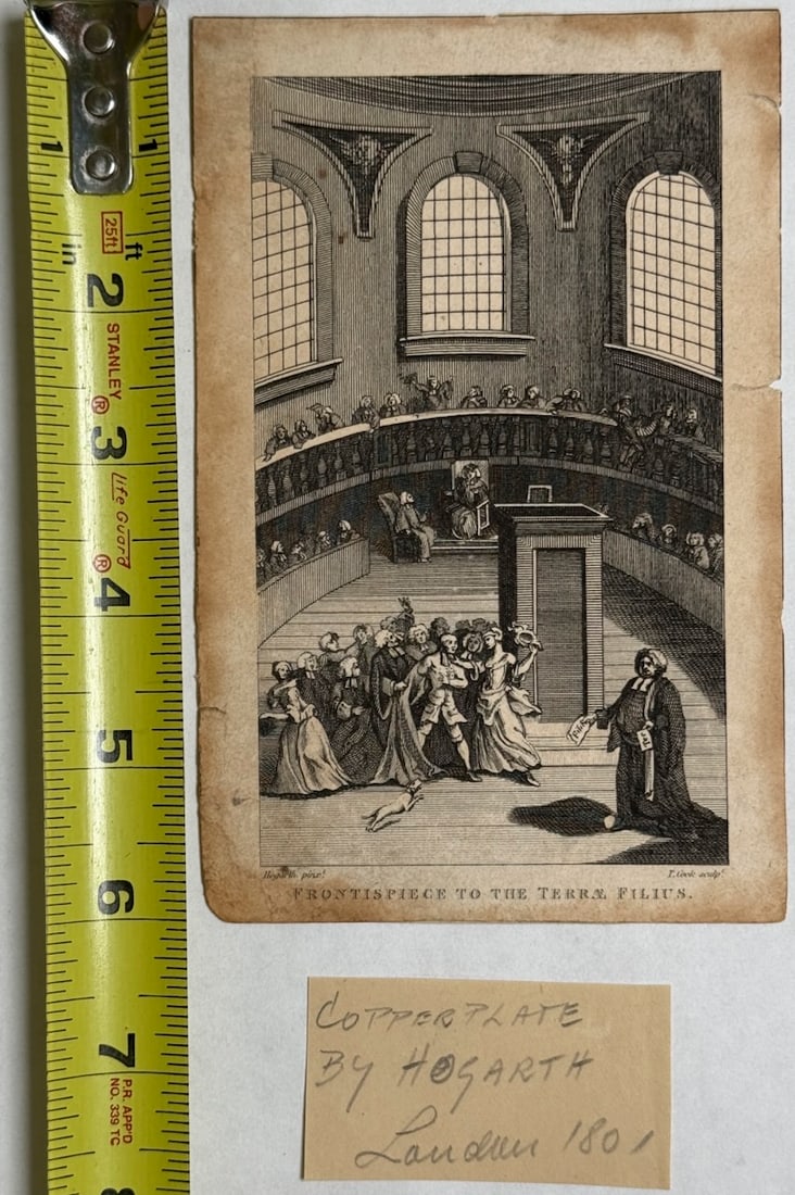 William Hogarth satirical engraving - Frontispiece to Nicholas Amhurst's Terrae-Filius (1 of 2)