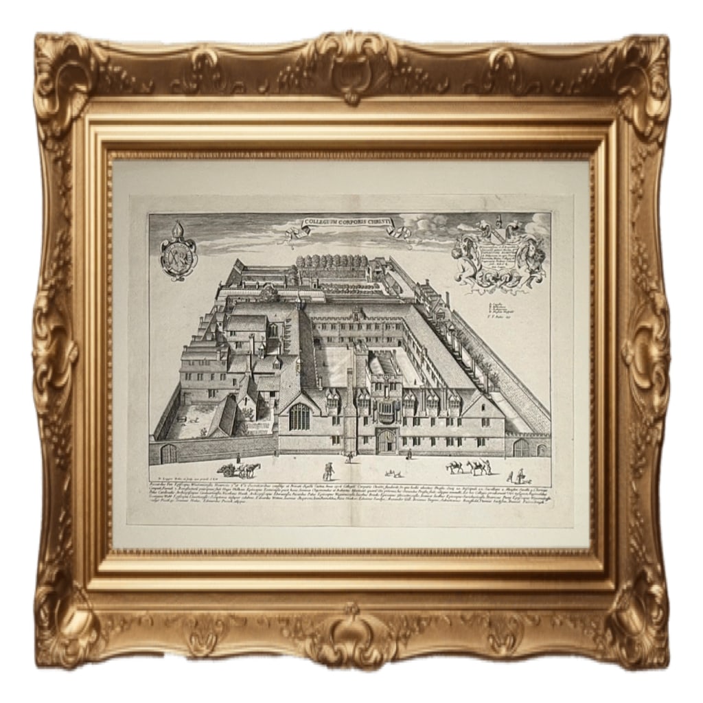 Copper engraving of Corpus Christi College - Oxford - David Loggan - 1675 (1 of 6)
