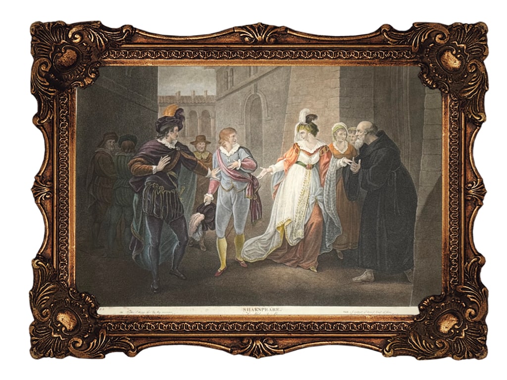 Original Color Engraving - Act IV, Scene III - Shakespeare - Twelfth Night - 1794 (1 of 6)