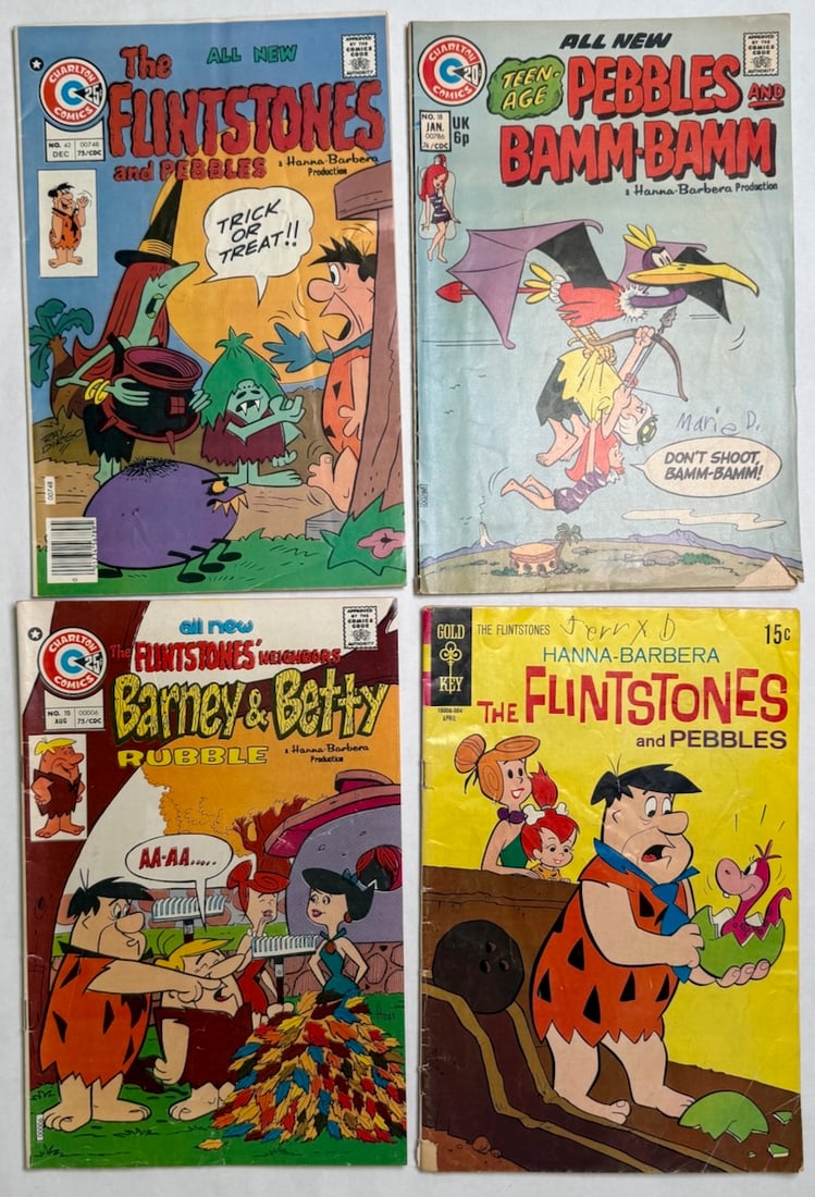 THE FLINTSTONES SET: THE FLINTSTONES SET - PEBBLES AND BAMM-BAMM, BETTY AND BARNEY, THE FLINTSTONES AND PEBBLES ($10)