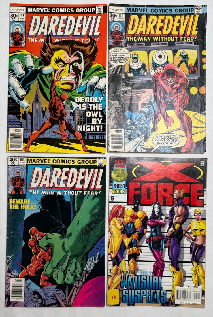 DAREDEVIL #146 - APPEARANCE OF BULLSEYE: DAREDEVIL #146 - APPEARANCE OF BULLSEYE ($12), #163 - APPEARANCE OF HULK ($8), X FORCE #6