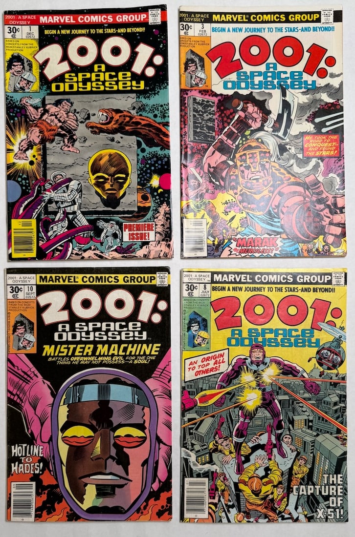 2001: A SPACE ODYSSEY #1, 3, 8, 10: 2001: A SPACE ODYSSEY #1 ($10), 3, 8, 10. #8 FIRST APP. OF MACINE MAN ($25)