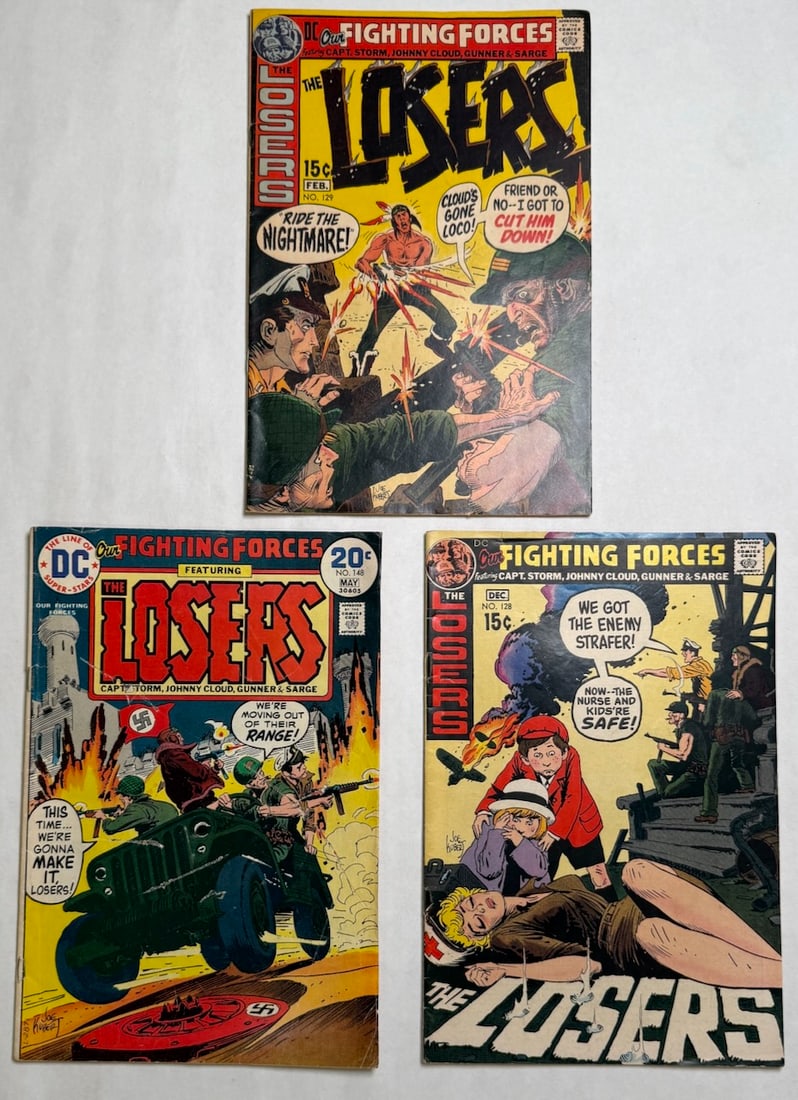 FIGHTING FORCES, FEATURING THE LOSERS: FIGHTING FORCES, FEATURING THE LOSERS #129 ($15), #148 (TEAR ON COVER), #128 ($15)