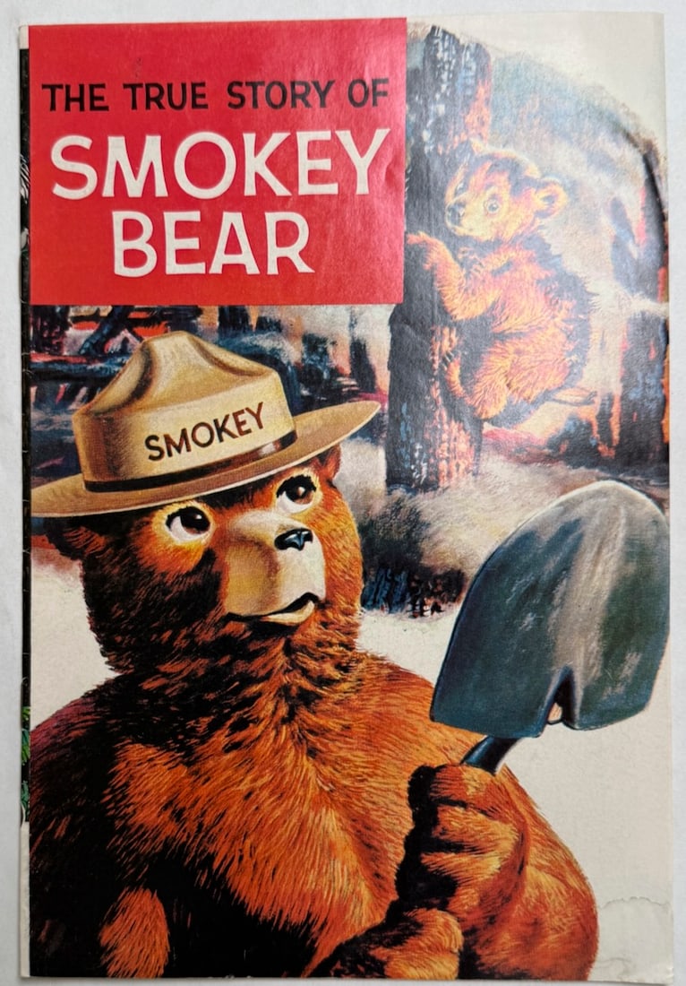 1969 - THE TRUE STORY OF SMOKEY BEAR: 1969 - THE TRUE STORY OF SMOKEY BEAR. The True Story of Smokey Bear is a 16-page comic book published in 1969 by Western Publishing Co. that depicts the origin of the iconic fire prevention mascot. It