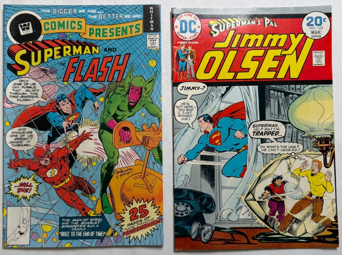 SUPERMAN AND THE FLASH, JIMMY OLSEN: SUPERMAN AND THE FLASH ($15), JIMMY OLSEN