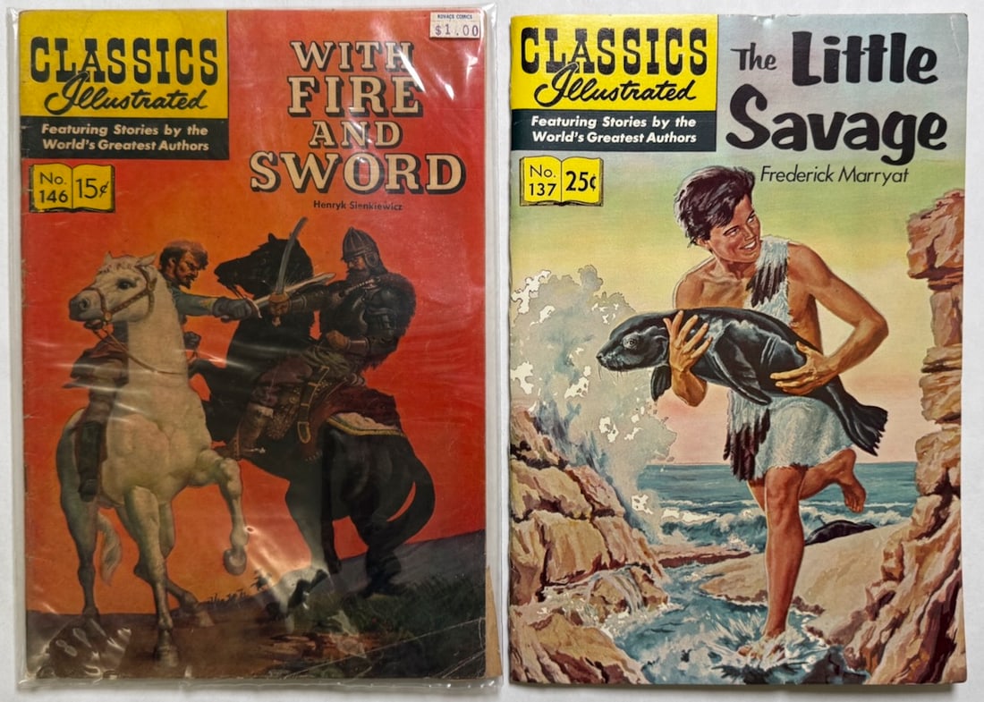 CLASSICS ILLUSTRATED #146 - WITH FIRE AND SWORD: CLASSICS ILLUSTRATED #146 - WITH FIRE AND SWORD, #137 THE LITTLE SAVAGE