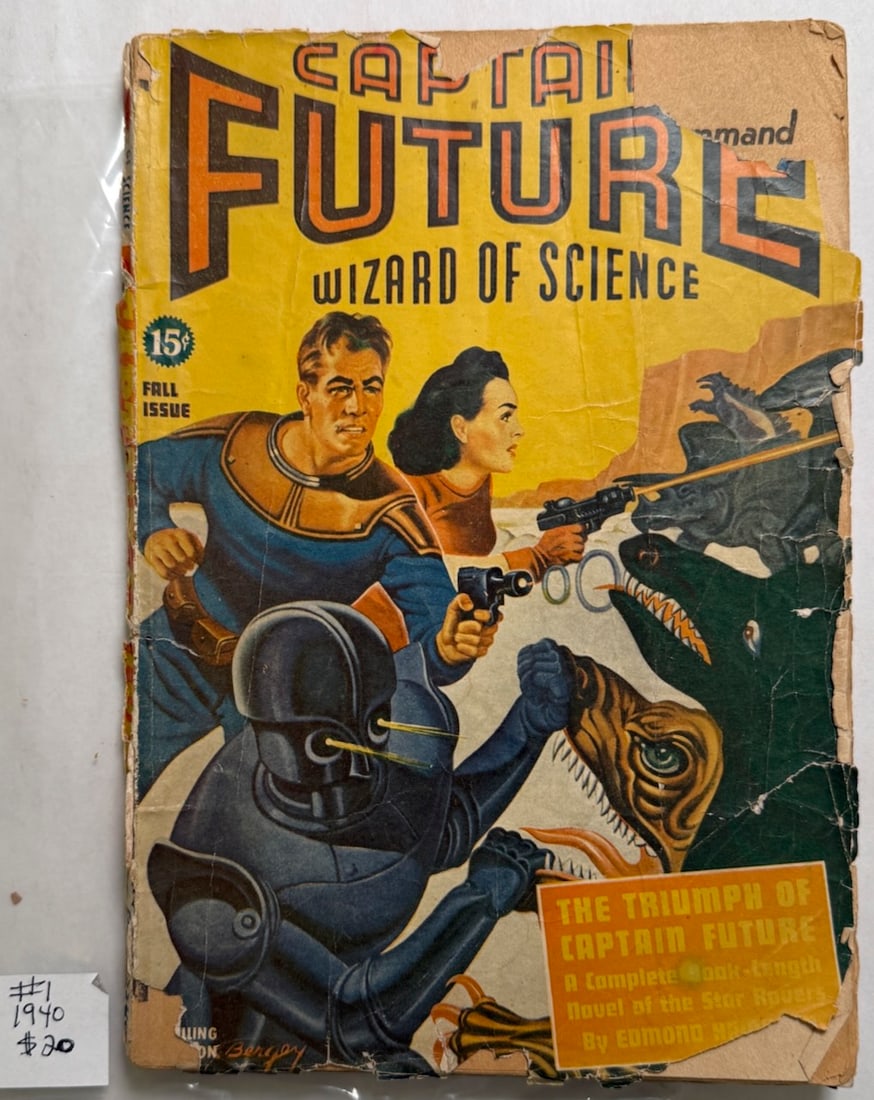 1940 CAPTAIN FUTURE WIZARD OF SCIENCE #1: 1940 CAPTAIN FUTURE WIZARD OF SCIENCE WITH TORN COVER. FIRST ISSUE. #1