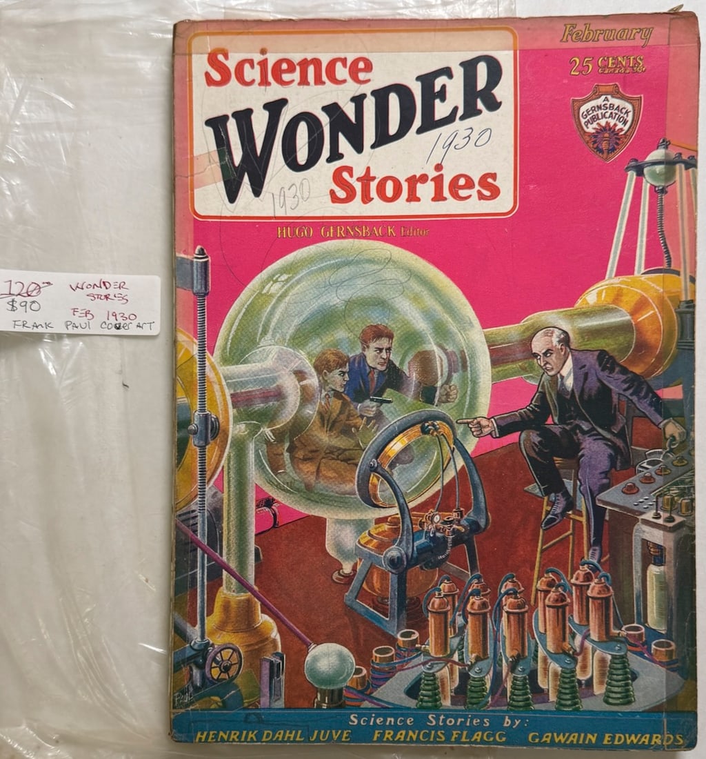 1930 SCIENCE WONDER STORIES: 1930 SCIENCE WONDER STORIES WITH FRANK PAUL COVER ART (WRITING ON COVER)