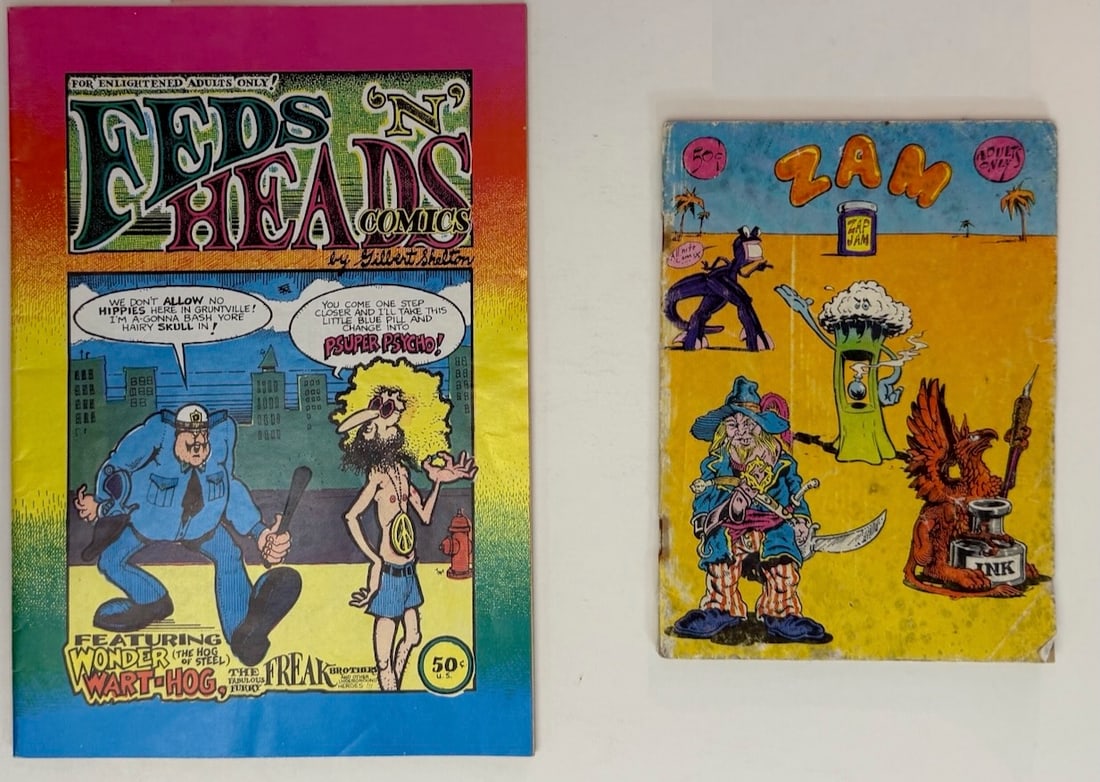 GILBERT SHELTON - FEDS ’N’ HEADS #1: GILBERT SHELTON - FEDS ’N’ HEADS #1 ADULT Underground Comix. 1ST. 1968. And RICK GRIFFIN ZAM #1 - 1ST. 1874
