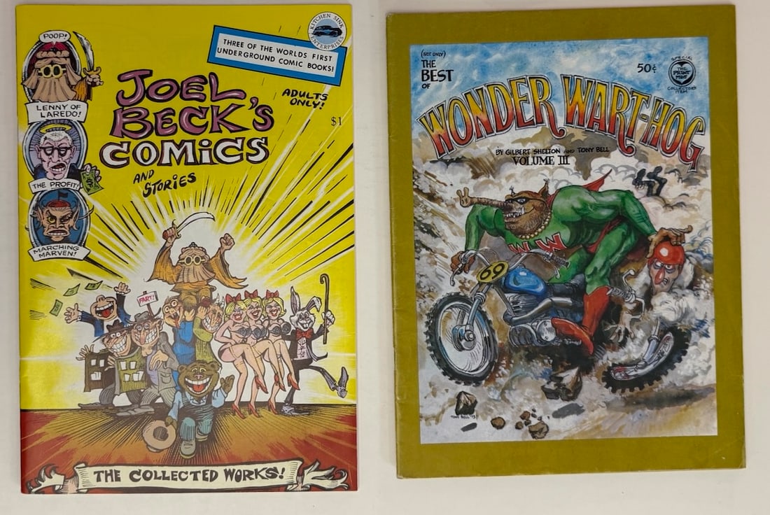 JOEL BECK’S COMICS #1 and WONDER WART-HOG III: JOEL BECK’S COMICS #1 1ST PRESSING 1977. and WONDER WART-HOG III GILBERT SHELTON 1973 ADULT Underground Comix