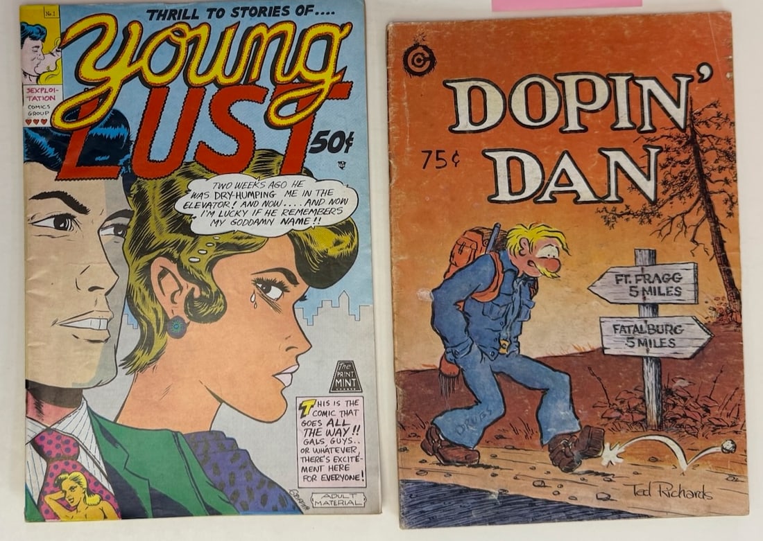 BILL GRIFFITH - YOUNG LUST COMIC #1 and DOPIN’ DAN #3: BILL GRIFFITH - YOUNG LUST COMIC #1 2nd printing and DOPIN’ DAN #3 3rd printing ADULT Underground Comix