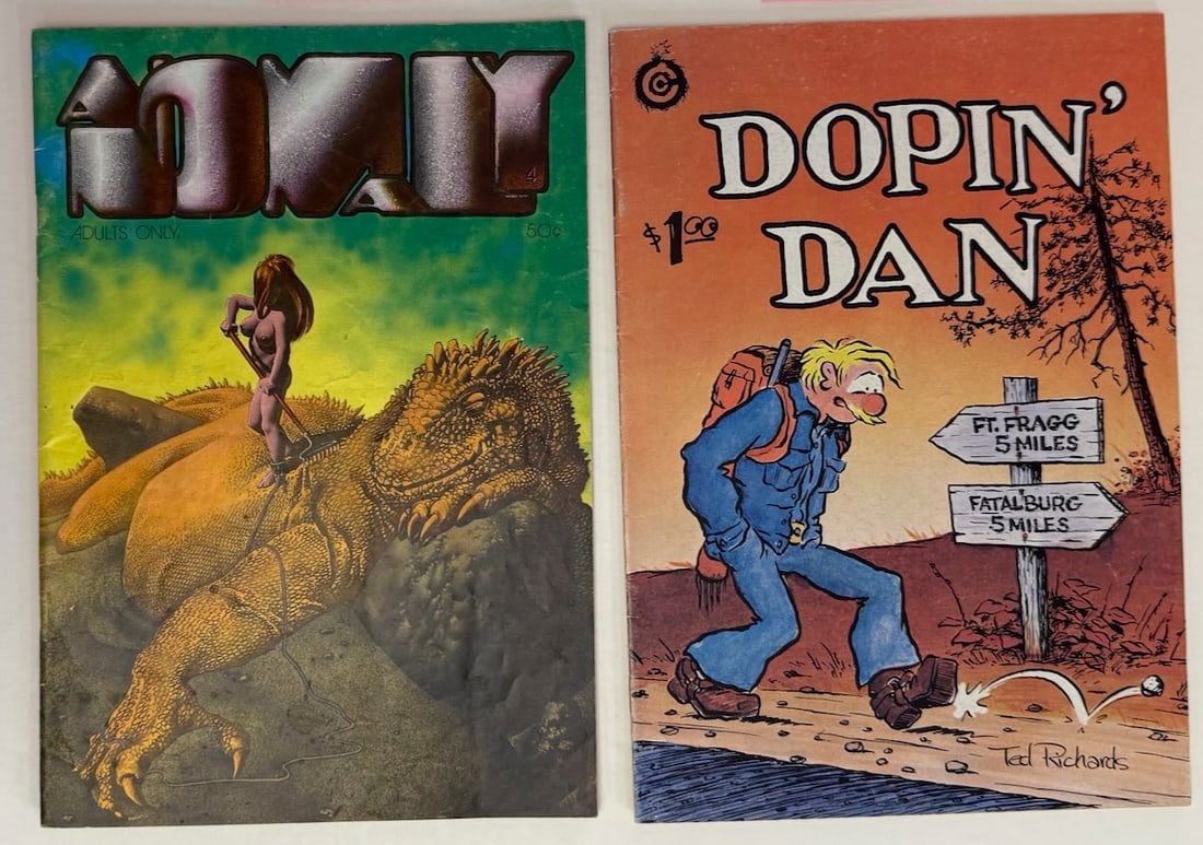 Anomaly #4 and DOPIN’ DAN #3 ADULT Underground Comix: Anomaly #4 1st pressing 1972 and DOPIN’ DAN #3 3rd pressing 1972 ADULT Underground Comix