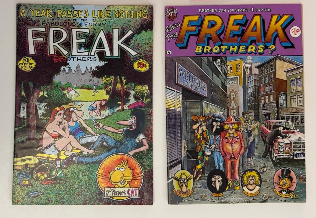 GILBERT SHELTON - THE FABULOUS FURRY FREAK BROTHERS SET #3, #4: GILBERT SHELTON - THE FABULOUS FURRY FREAK BROTHERS SET #3, #4 - ADULT Underground Comix. #3 IS 1ST PRESSING. #4 IS 4TH PRESSING.