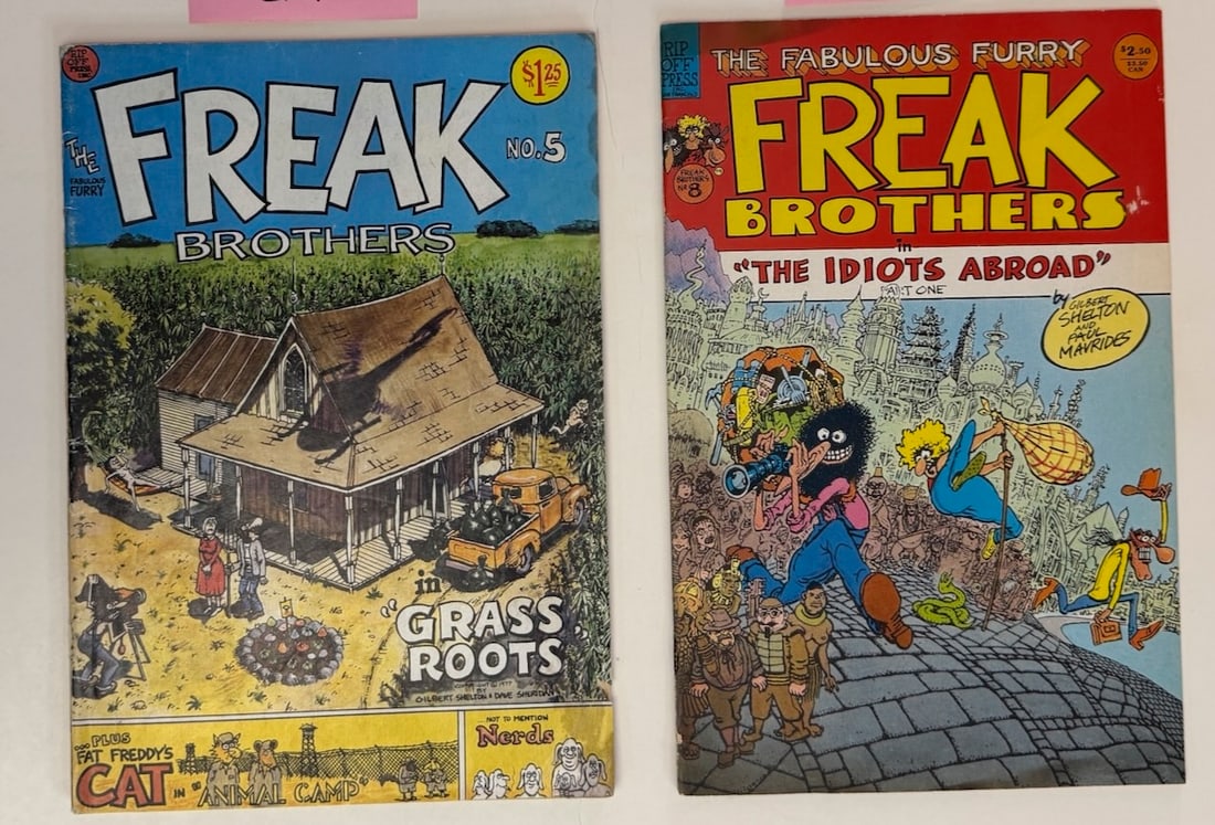 GILBERT SHELTON - THE FABULOUS FURRY FREAK BROTHERS SET #5, #8: GILBERT SHELTON - THE FABULOUS FURRY FREAK BROTHERS SET #5, #8 - ADULT Underground Comix. 3RD PRINTINGS