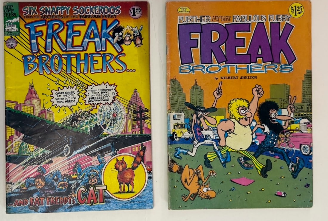 GILBERT SHELTON - THE FABULOUS FURRY FREAK BROTHERS SET #6, #2: GILBERT SHELTON - THE FABULOUS FURRY FREAK BROTHERS SET #6, #2 - ADULT Underground Comix. #6 IS 1ST PRINTING. #2 IS 10TH PRINTING.