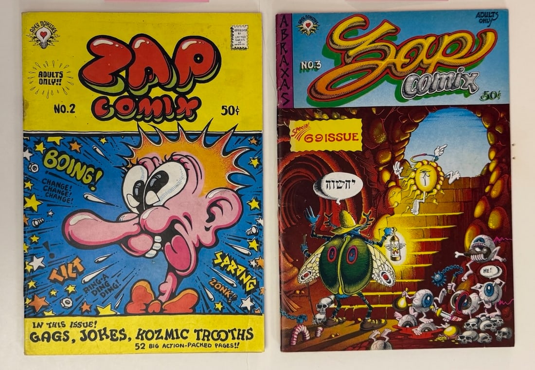 ZAP COMIX #2 - ZAP COMIX #3 - RICK GRIFFIN - R. CRUMB: ZAP COMIX #2 2ND PRINTING - ZAP COMIX #3 2ND PRINTING ADULT Underground Comix