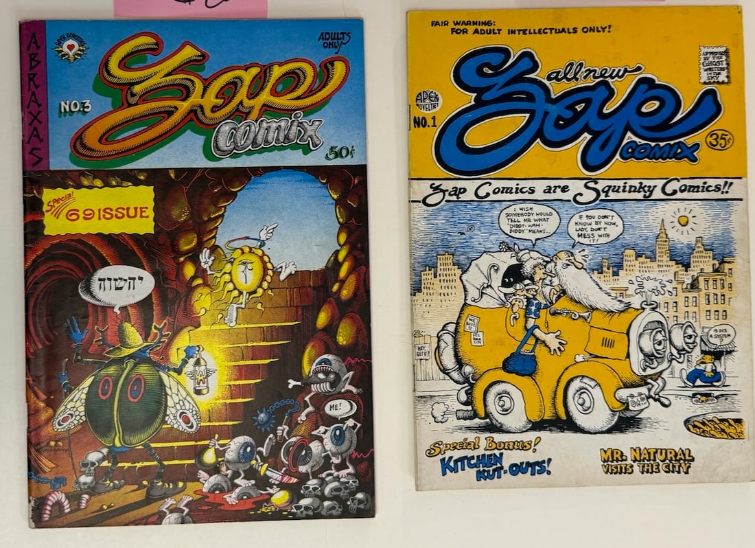 ZAP COMIX #3 - ZAP COMIX #1 - RICK GRIFFIN - R. CRUMB: ZAP COMIX #3 second printing - ZAP COMIX #1 - 3rd PRINTING - RICK GRIFFIN - R. CRUMB ADULT Underground Comix
