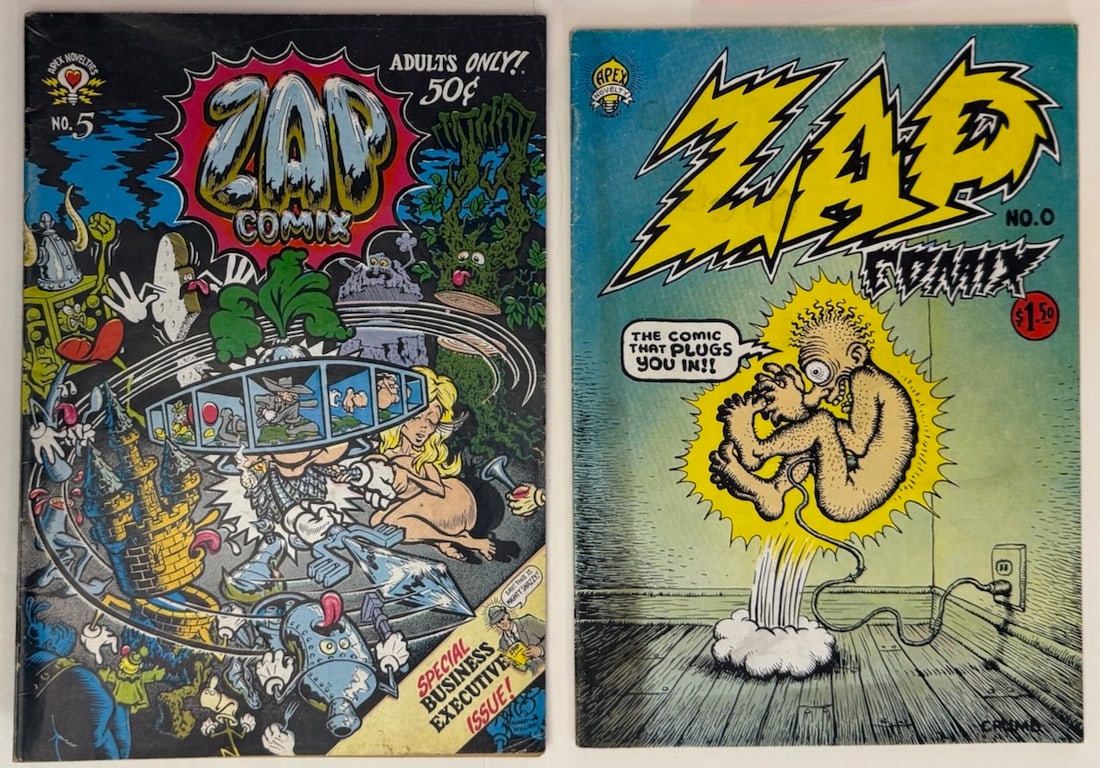 ZAP COMIX #5 - ZAP COMIX #0 - RICK GRIFFIN - R. CRUMB: ZAP COMIX #5 1ST PRINTING - ZAP COMIX #0 - 9TH PRINTING - RICK GRIFFIN - R. CRUMB ADULT Underground Comix