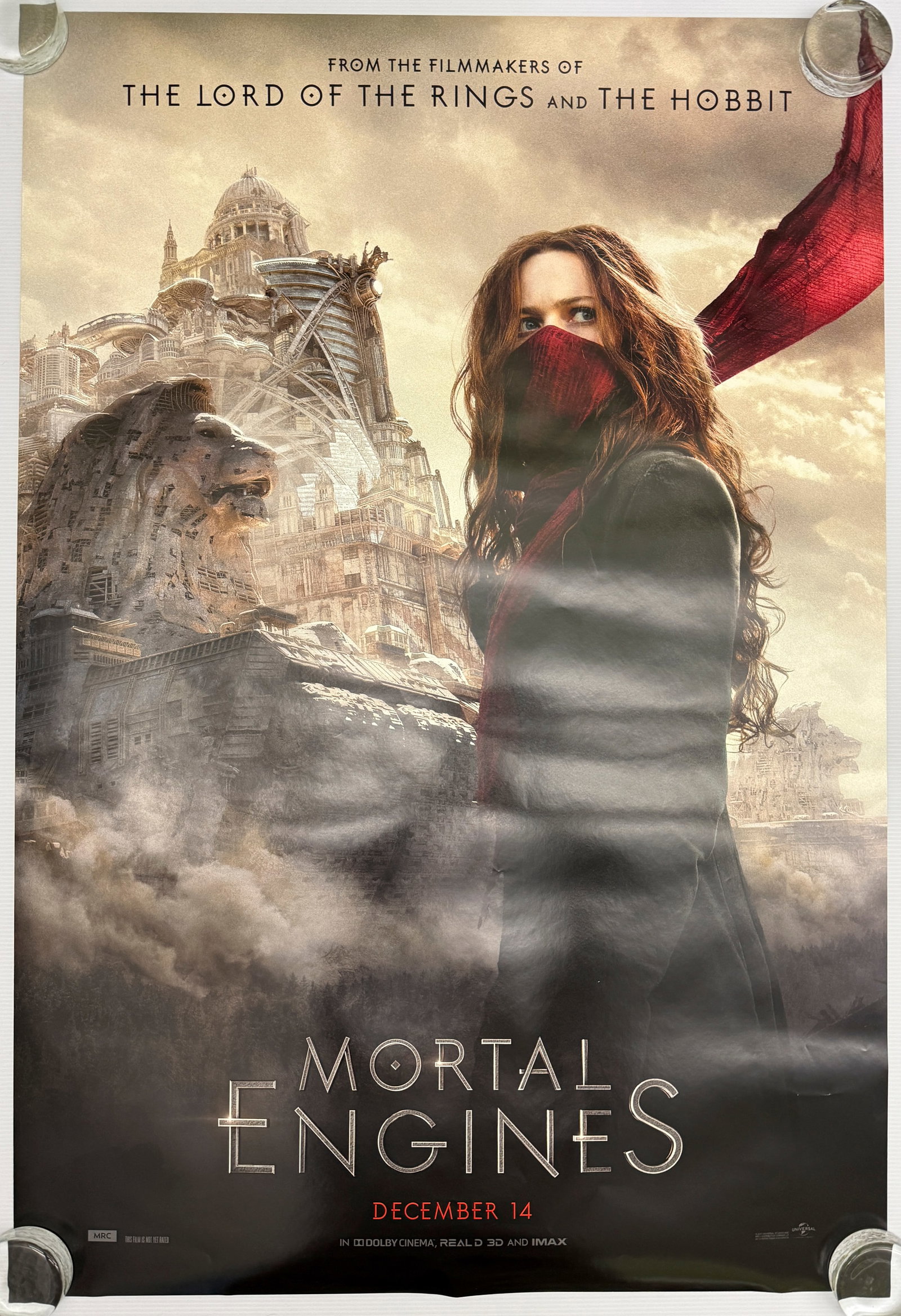 MORTAL ENGINES MOVIE POSTER: MORTAL ENGINES MOVIE POSTER. 27 x 40 x 1. Hundreds of years after a cataclysmic event destroyed civilization, mysterious young Hester Shaw emerges as the only one who can stop the city of London -- no