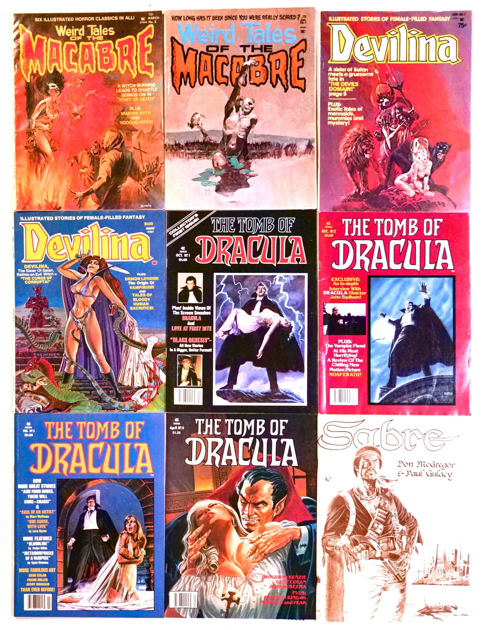 Tales of Macabre and Horror Comics: Tales of Macabre and Horror Comics - DEVILINA. THE TOMB OF DRACULA #1. SABRE.