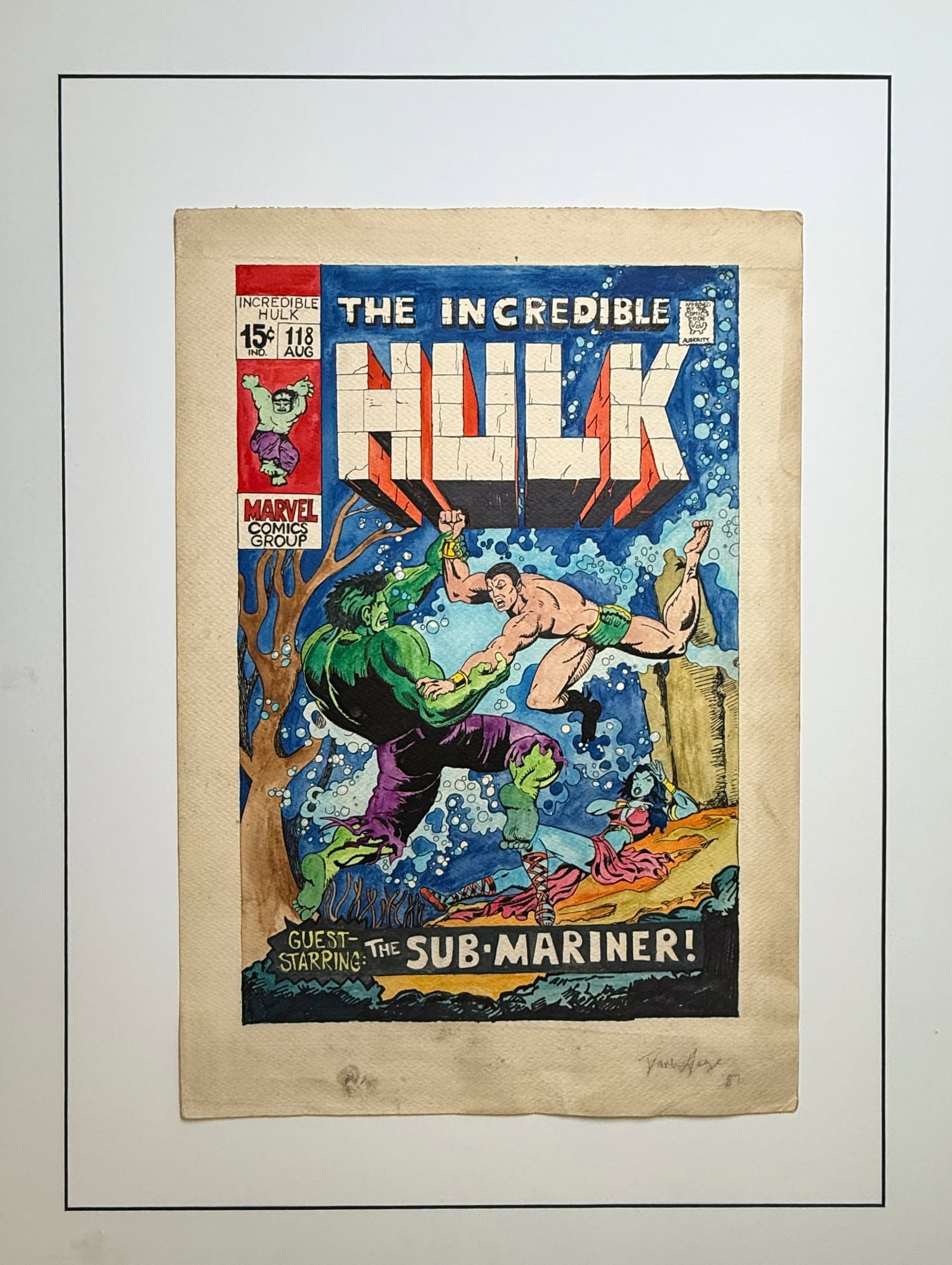 AMAZING ORIGINAL ART - HULK 118: AMAZING ORIGINAL ART - HULK 118 watercolor on fine art paper. 1987 by Dave Gage. about 12 x 21