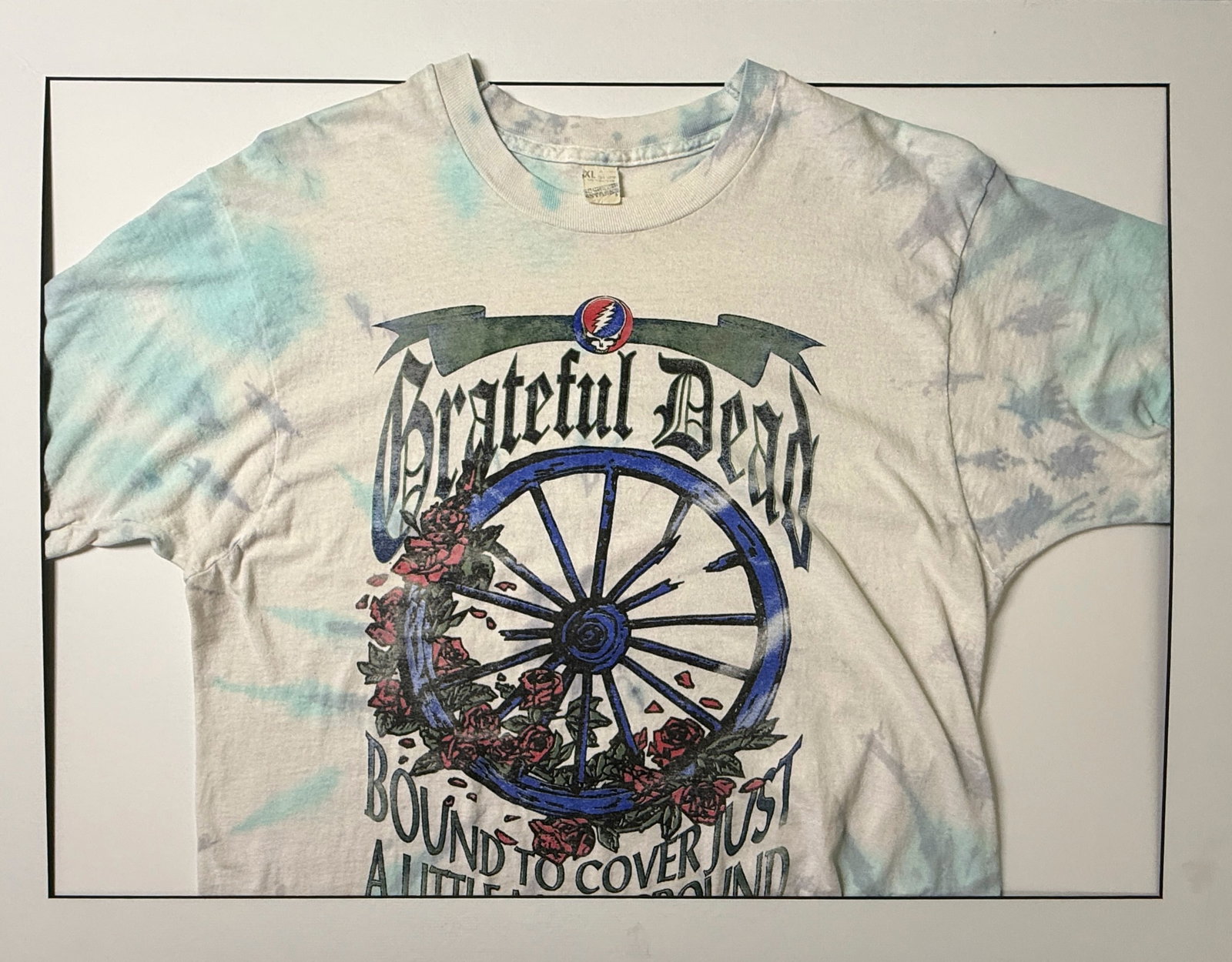GRATEFUL DEAD BOUND TO COVER JUST A LITTLE MORE GROUND T-SHIRT: GRATEFUL DEAD BOUND TO COVER JUST A LITTLE MORE GROUND T-SHIRT. VINTAGE. PRINTING ON FRONT AND BACK. TAG SHOWS XL. BACK READS: SOME ARE GRATEFUL - SUMMER DEAD - WITH CONCERT TOUR LOCATION AND DATES