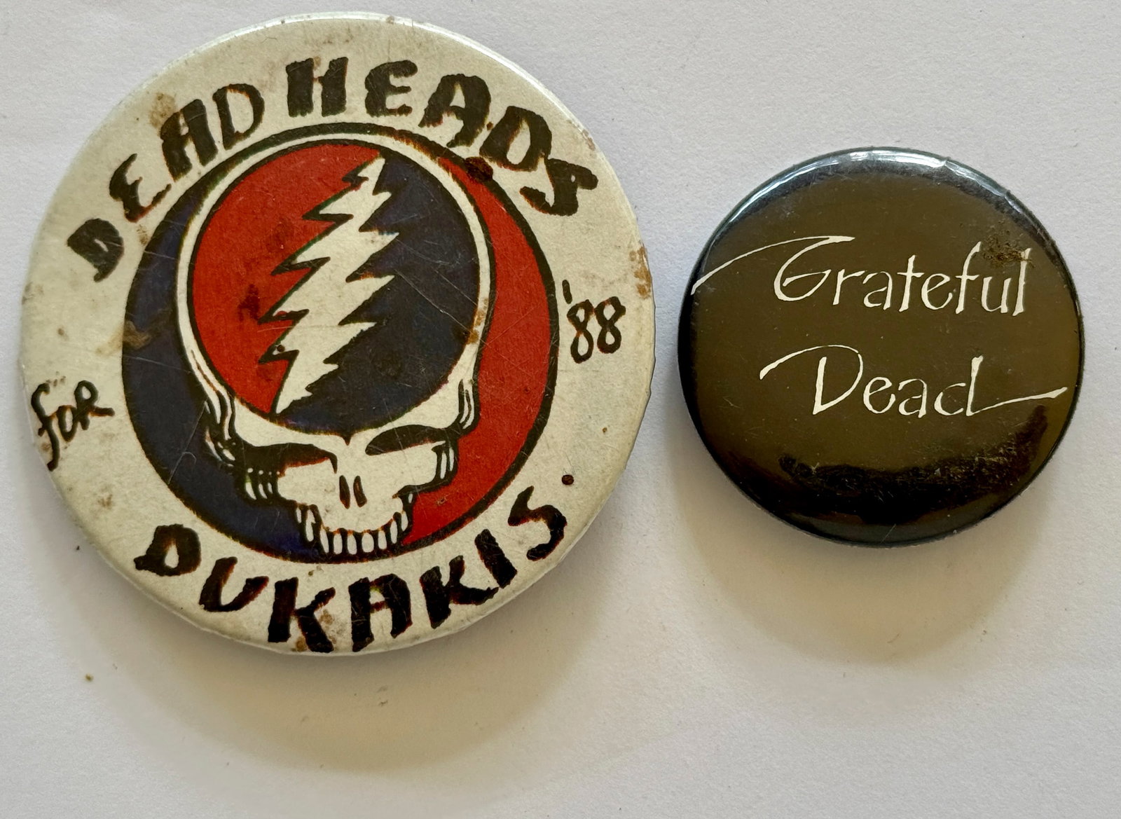 1988 DEADHEADS FOR DUKAKIS BUTTON AND 2ND BUTTON (1 of 1)