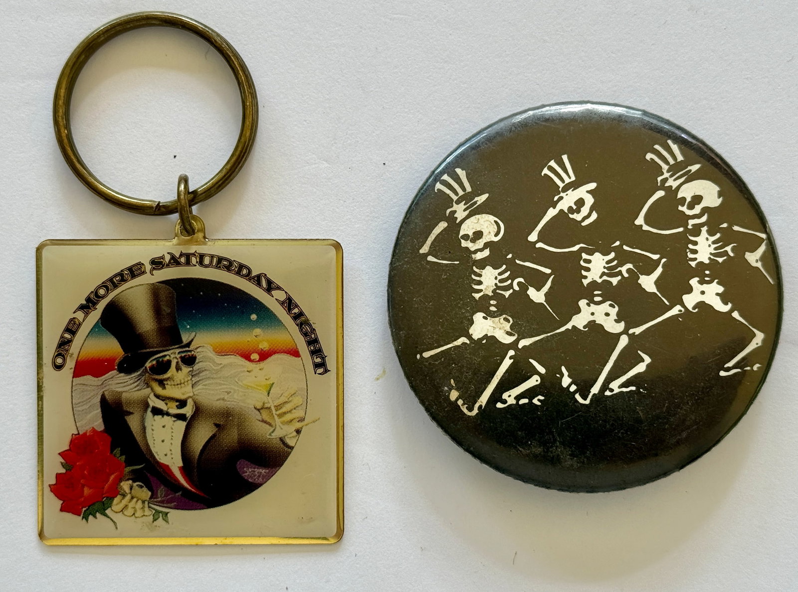 DANCING SKELETON BUTTON AND KEYCHAIN (1 of 2)