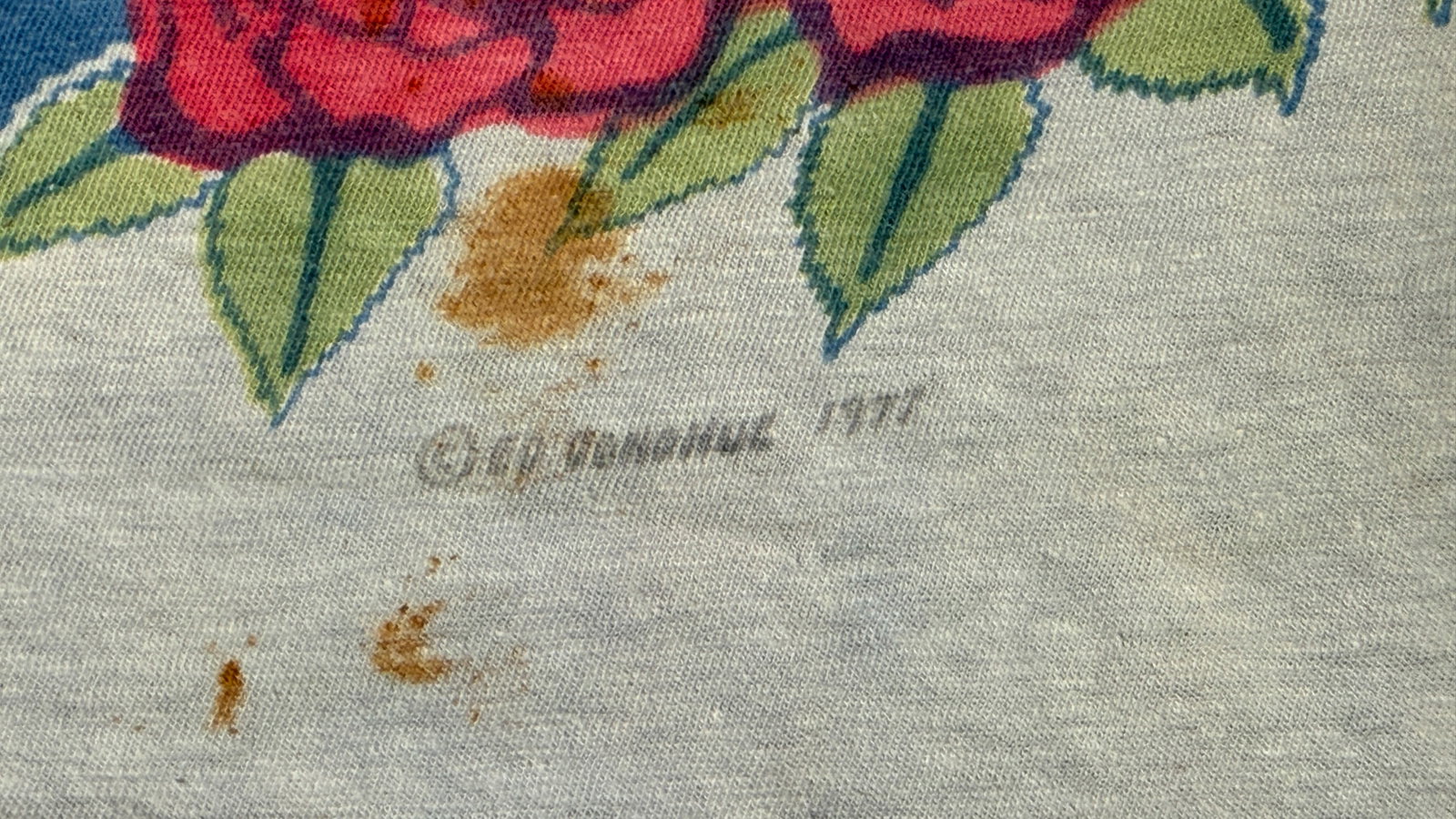 1977 VINTAGE ED DONOHUE RARE SKULL AND ROSES T-SHIRT - 3