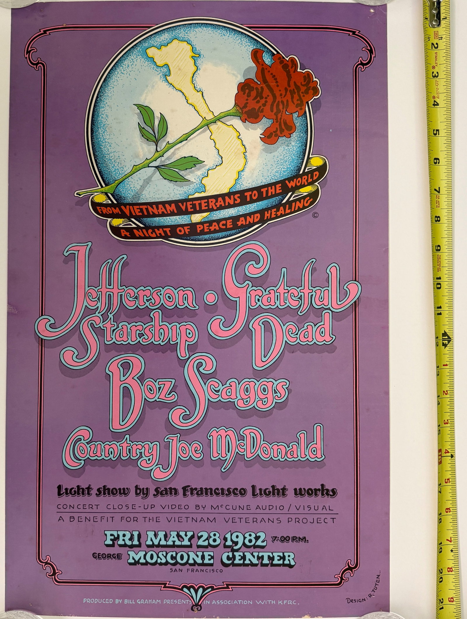 GRATEFUL DEAD - VIETNAM VETERANS PROJECT CONCERT 1982: GRATEFUL DEAD - VIETNAM VETERANS PROJECT CONCERT 1982. MOSCONE CENTER. WITH JEFFERSON AIRPLANE. COUNTRY JOE. ART BY RANDY TUTEN. PINHOLES