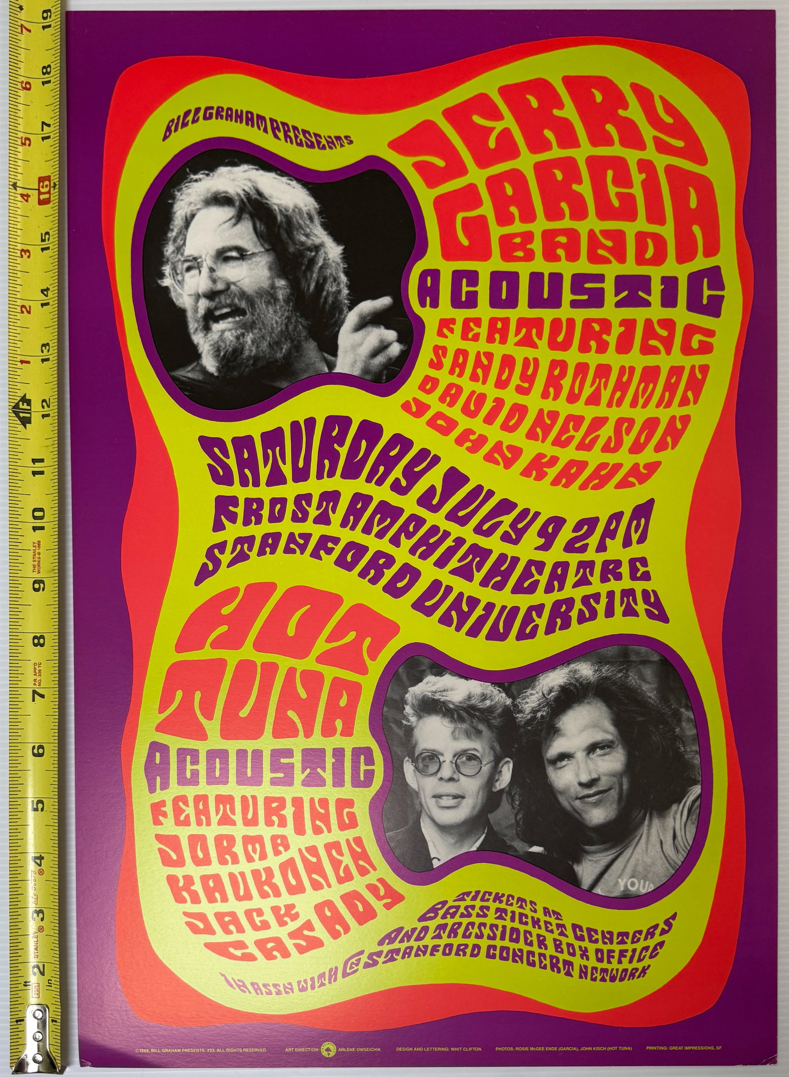 JERRY GARCIA BAND POSTER - WITH HOT TUNA - AT STANFORD UNIVERSITY (1 of 1)
