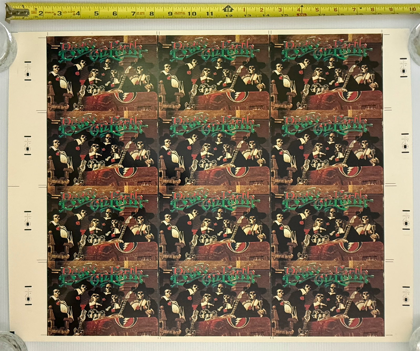 PEACE ON EARTH RARE GRATEFUL DEAD UNCUT GREETING CARD SET (1 of 4)