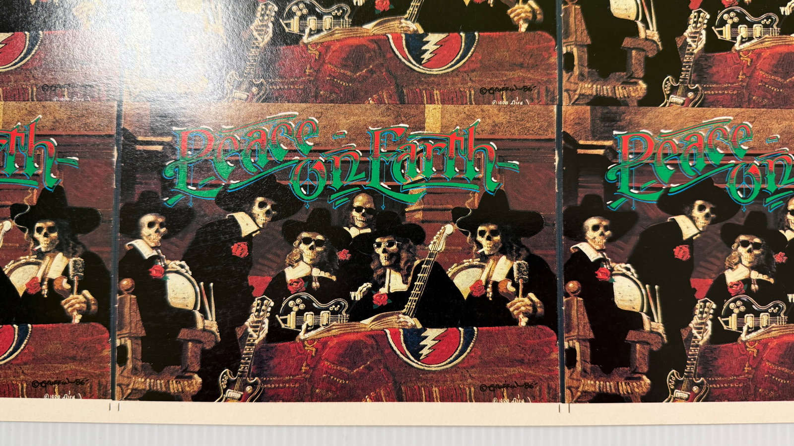 PEACE ON EARTH RARE GRATEFUL DEAD UNCUT GREETING CARD SET - 3