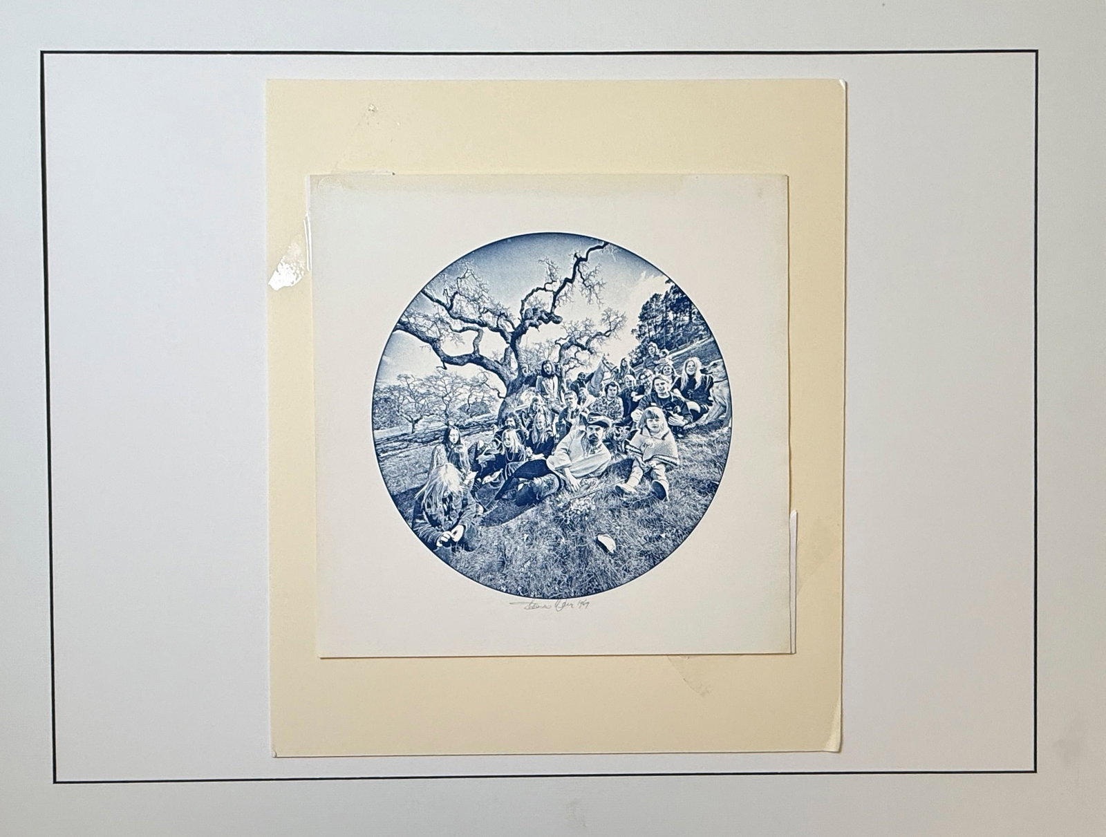 ORIGINAL 1968 TOM WEIR SIGNED CYANOTYPE GRATEFUL DEAD AND FAMILY (1 of 9)