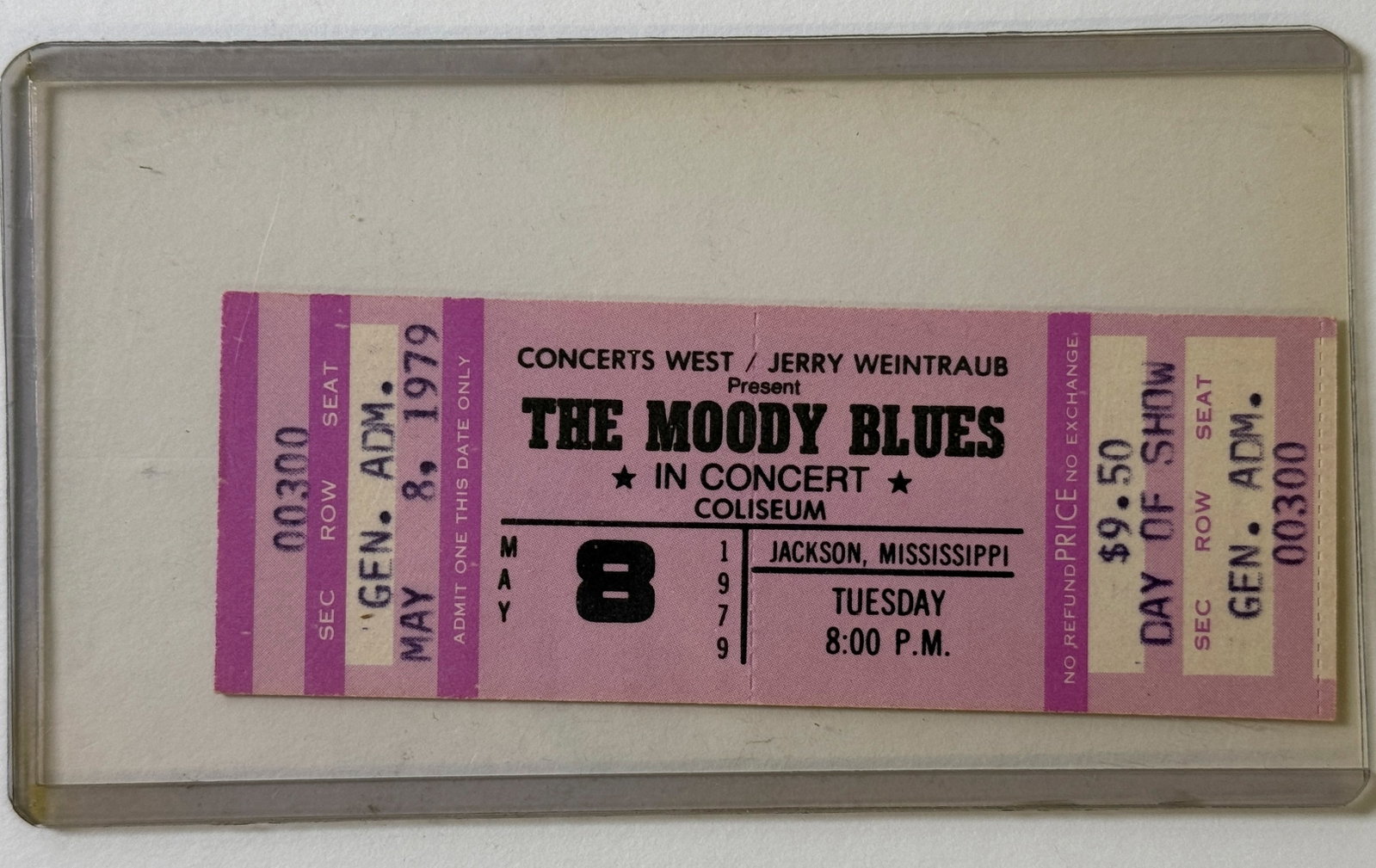 MOODY BLUES 1979 TICKET STUB: MOODY BLUES 1979 TICKET STUB - MISSISSIPPI