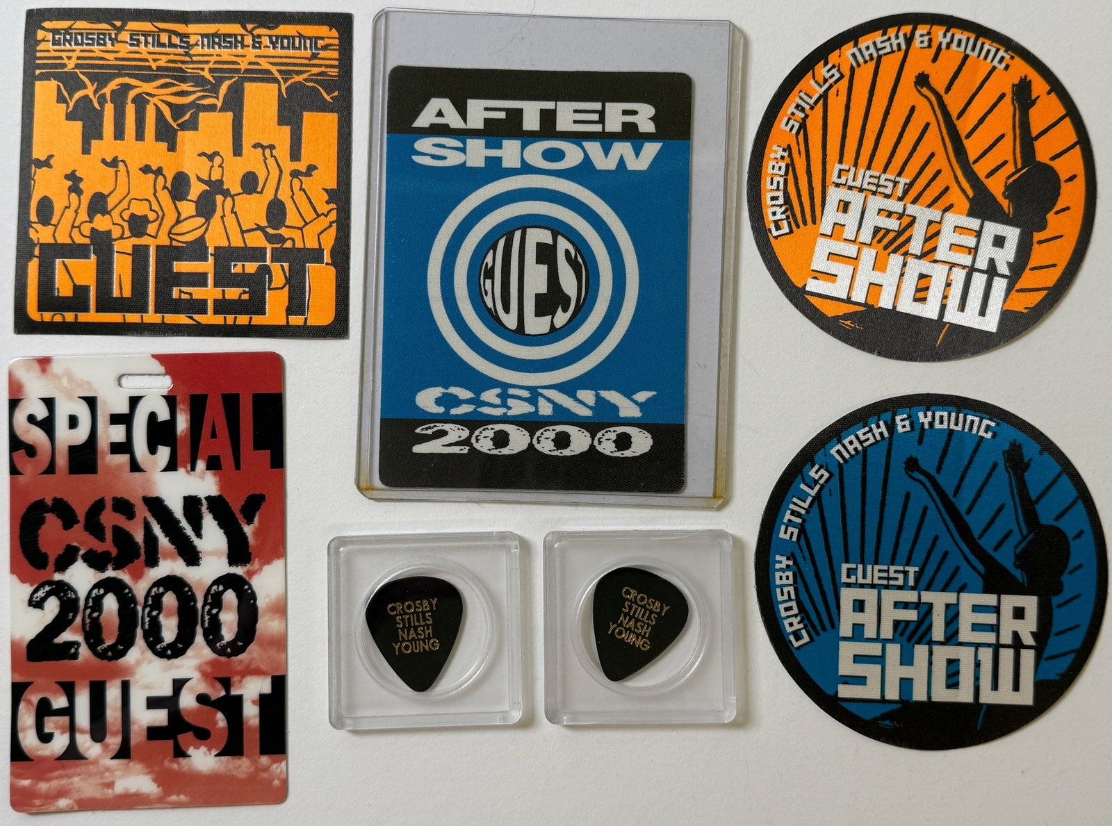 CSNY GUITAR PICK AND BACKSTAGE PASS SET (1 of 1)