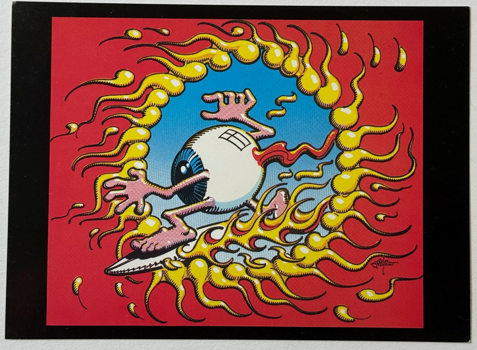 RICK GRIFFIN SURFING EYEBALL 1989 POSTCARD/HANDBILL (1 of 2)