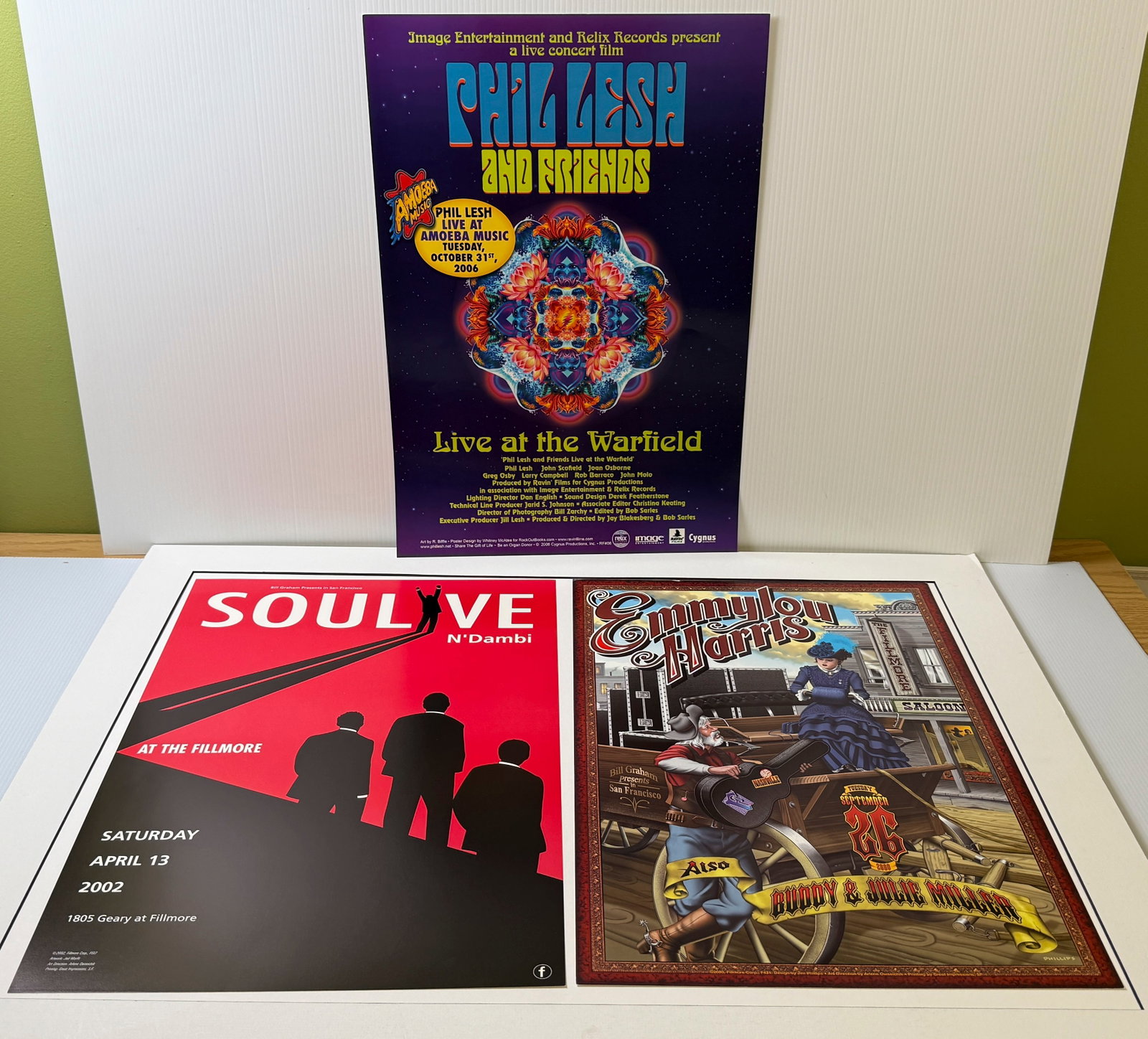 SET OF 3 BILL GRAHAM FILLMORE POSTERS WITH SOUL LIVE: SET OF 3 BILL GRAHAM FILLMORE POSTERS WITH SOUL LIVE, PHIL LESH, EMMYLOU HARRIS