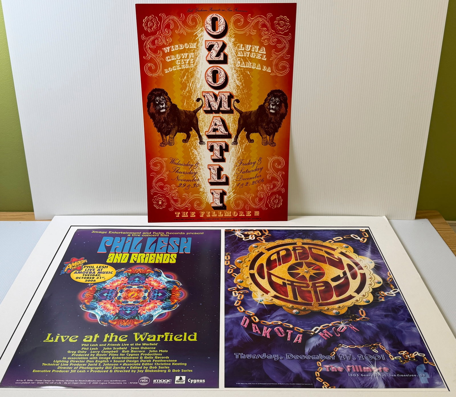 SET OF 3 BILL GRAHAM FILLMORE POSTERS WITH OZOMATLI: SET OF 3 BILL GRAHAM FILLMORE POSTERS WITH OZOMATLI, PHIL LESH, MACY GRAY