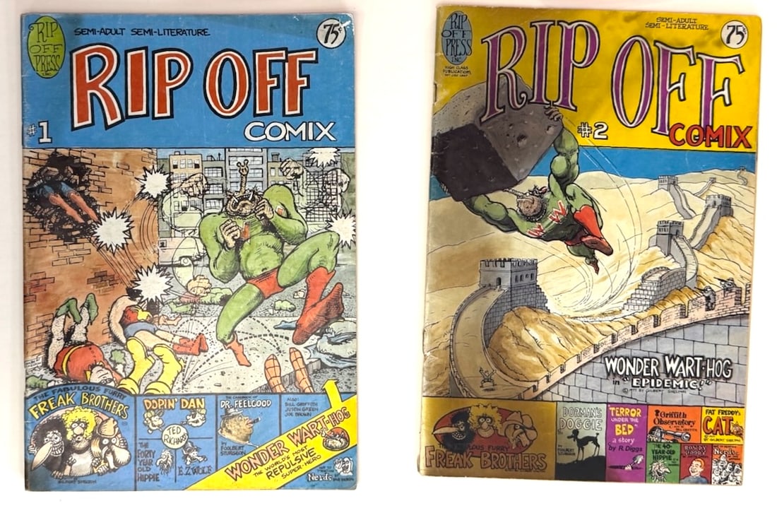 GILBERT SHELTON - RIP OFF COMIX #1, #2. 1ST PRINTINGS. ADULT Underground Comix: GILBERT SHELTON - RIP OFF COMIX #1, #2. 1ST PRINTINGS. ADULT Underground Comix