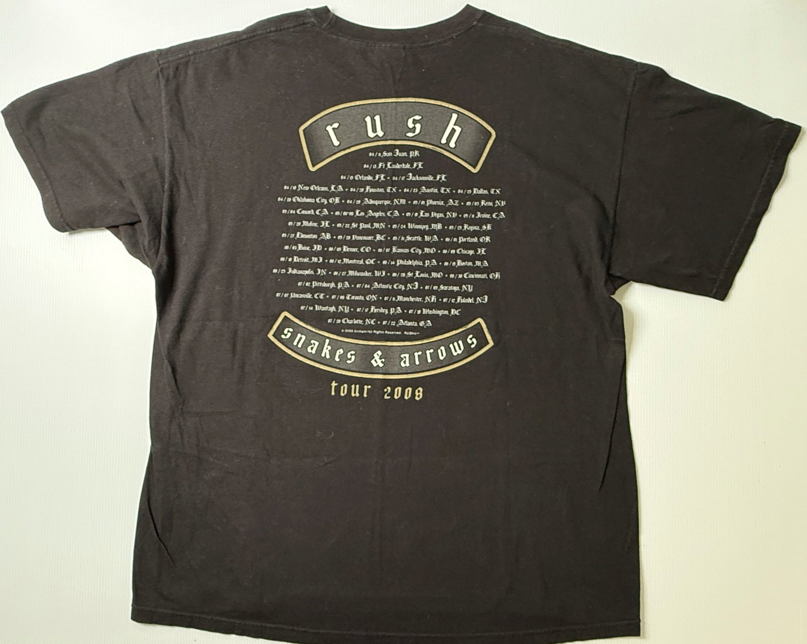 RUSH 2008 TOUR T-SHIRT - 2