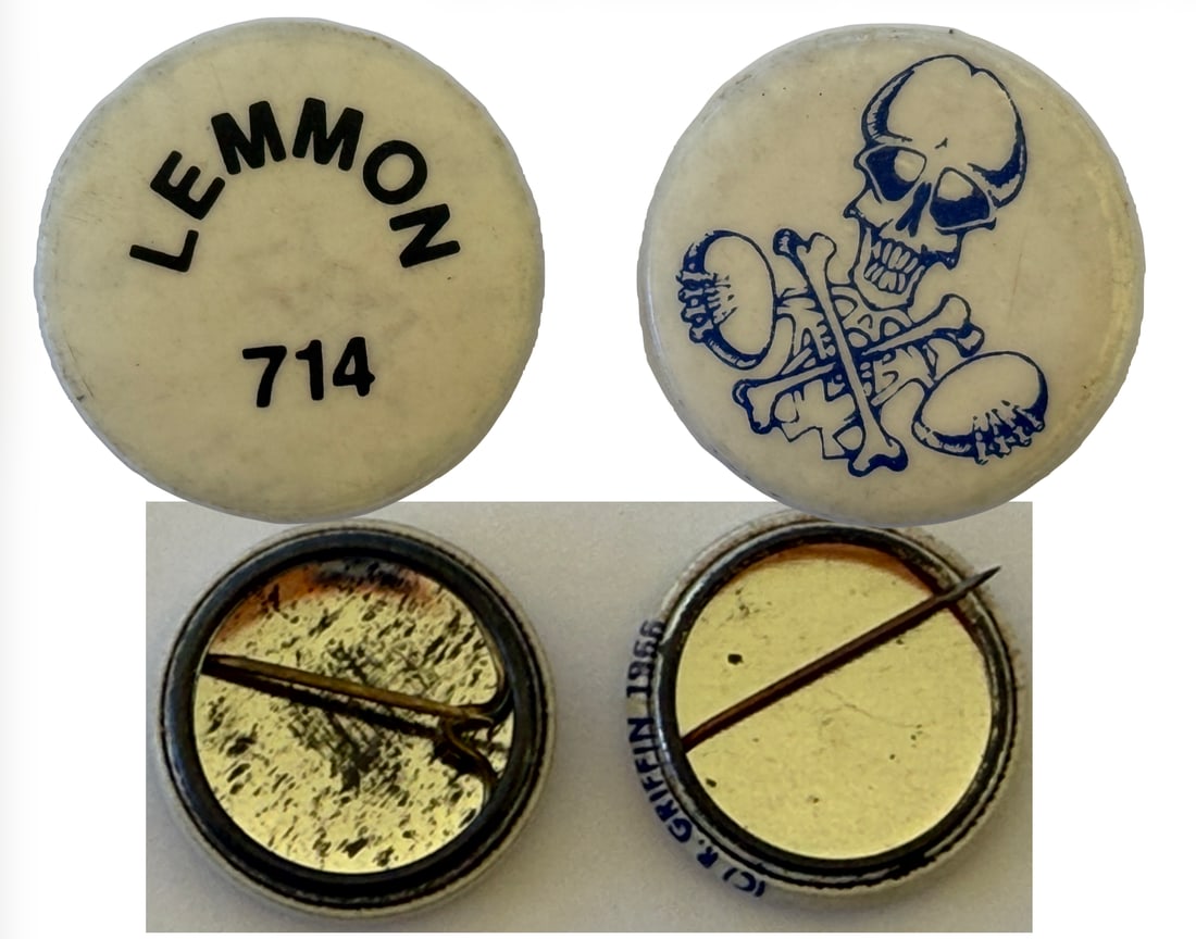 RARE BUTTON SET - RICK GRIFFIN 1966 SKULL (1 of 1)