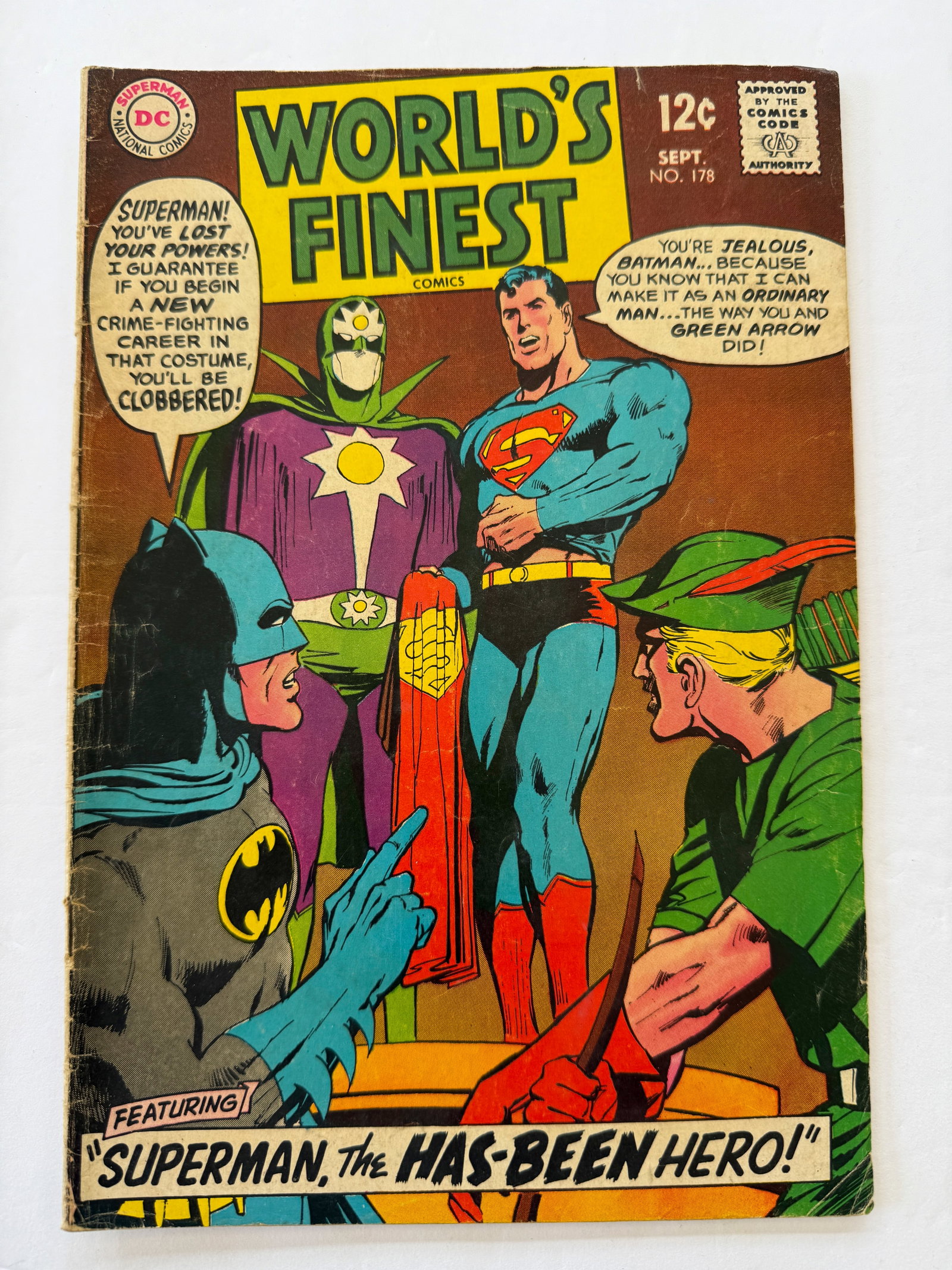 WORLD’S FINEST #178: KEY COLLECTOR - WORLD’S FINEST #178. 1ST APPEARANCE OF POWERLESS SUPERMAN AS THE HERO NOVA.