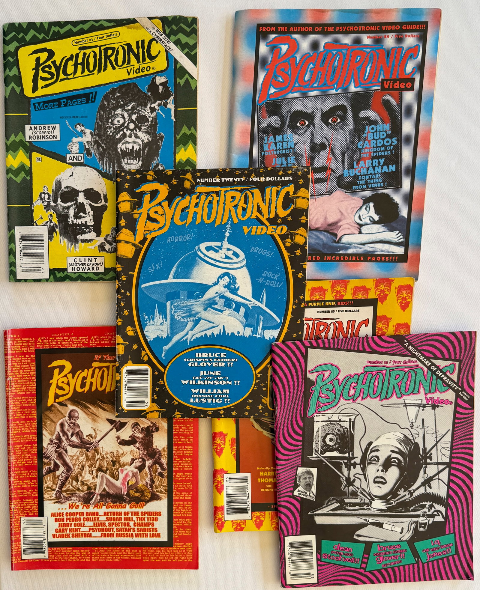 SET OF 6 PSYCHOTRONIC VIDEO MAGAZINES: SET OF 6 PSYCHOTRONIC VIDEO MAGAZINES. #23, 24, 20, 25, 21 - MORE. Psychotronic Video was an American film magazine founded by publisher/editor Michael J. Weldon in 1980 in New York City, covering