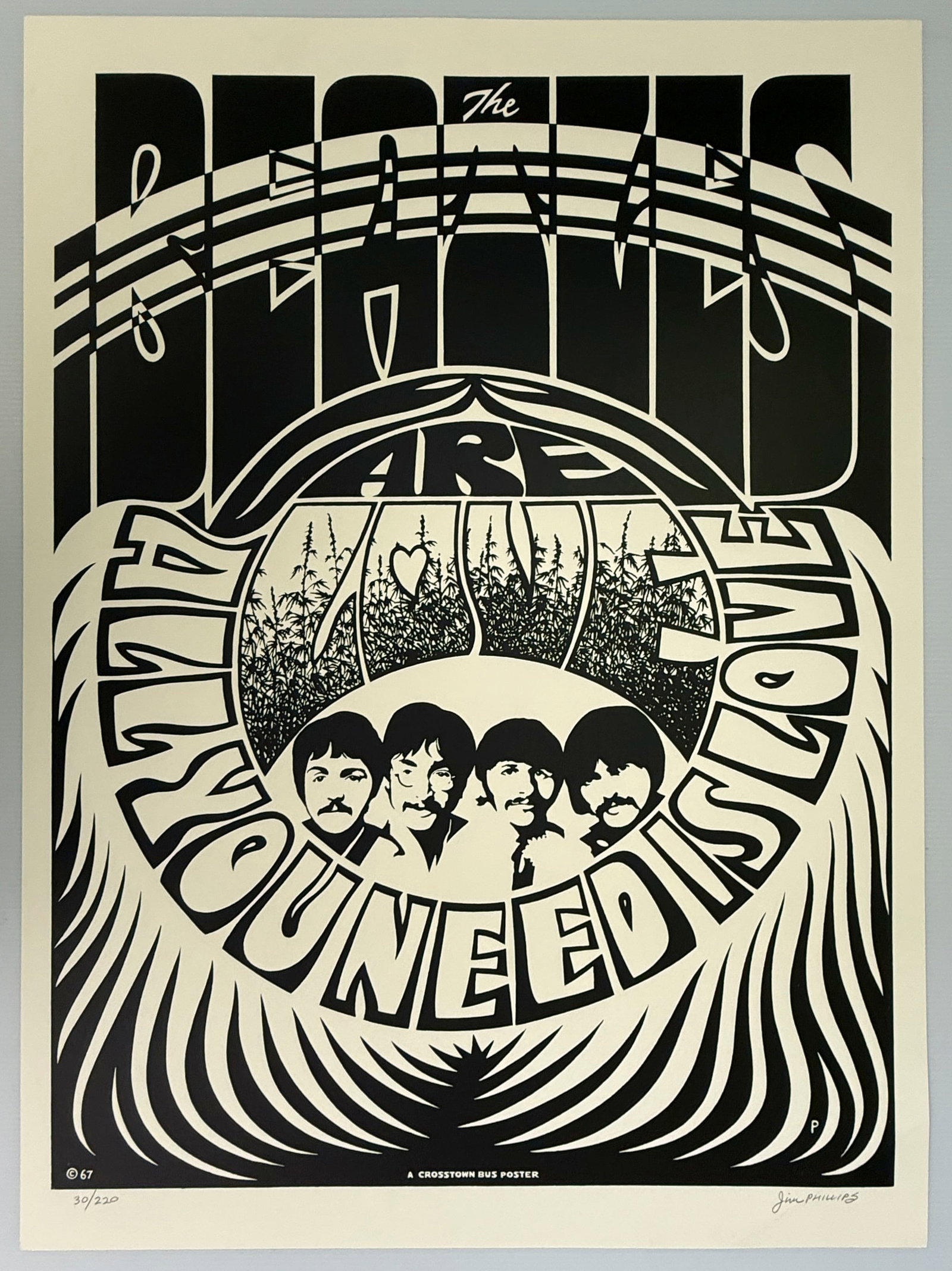 BEATLES ALL YOU NEED IS LOVE - JIM PHILLIPS SIGNED & NUMBERED PRINT (1 of 3)
