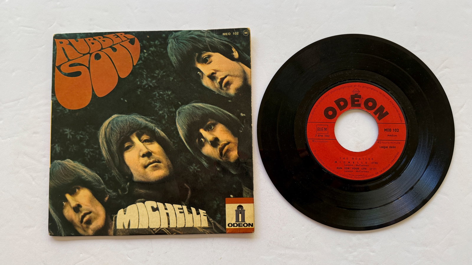 BEATLES 45rpm EP - FRANCE - Michelle / RUN FOR YOUR LIFE / DRIVE MY CAR: BEATLES 45RPM EP - FRANCE - Michelle / RUN FOR YOUR LIFE / DRIVE MY CAR / GIRL. Odeon – MEO 102. 1966 picture sleeve.