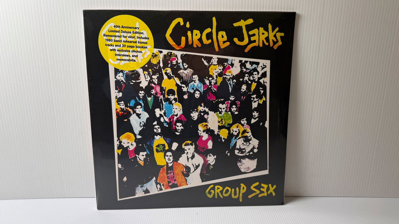 GROUP SEX - CIRCLE JERKS - SEALED: GROUP SEX - CIRCLE JERKS - SEALED - MINT - 4TH ANNIVERSARY LIMITED EDITION. REMASTERED. 1980 BAND REHEARSAL BOUS TRACK. 20 PAGE BOOKLET. ($40)
