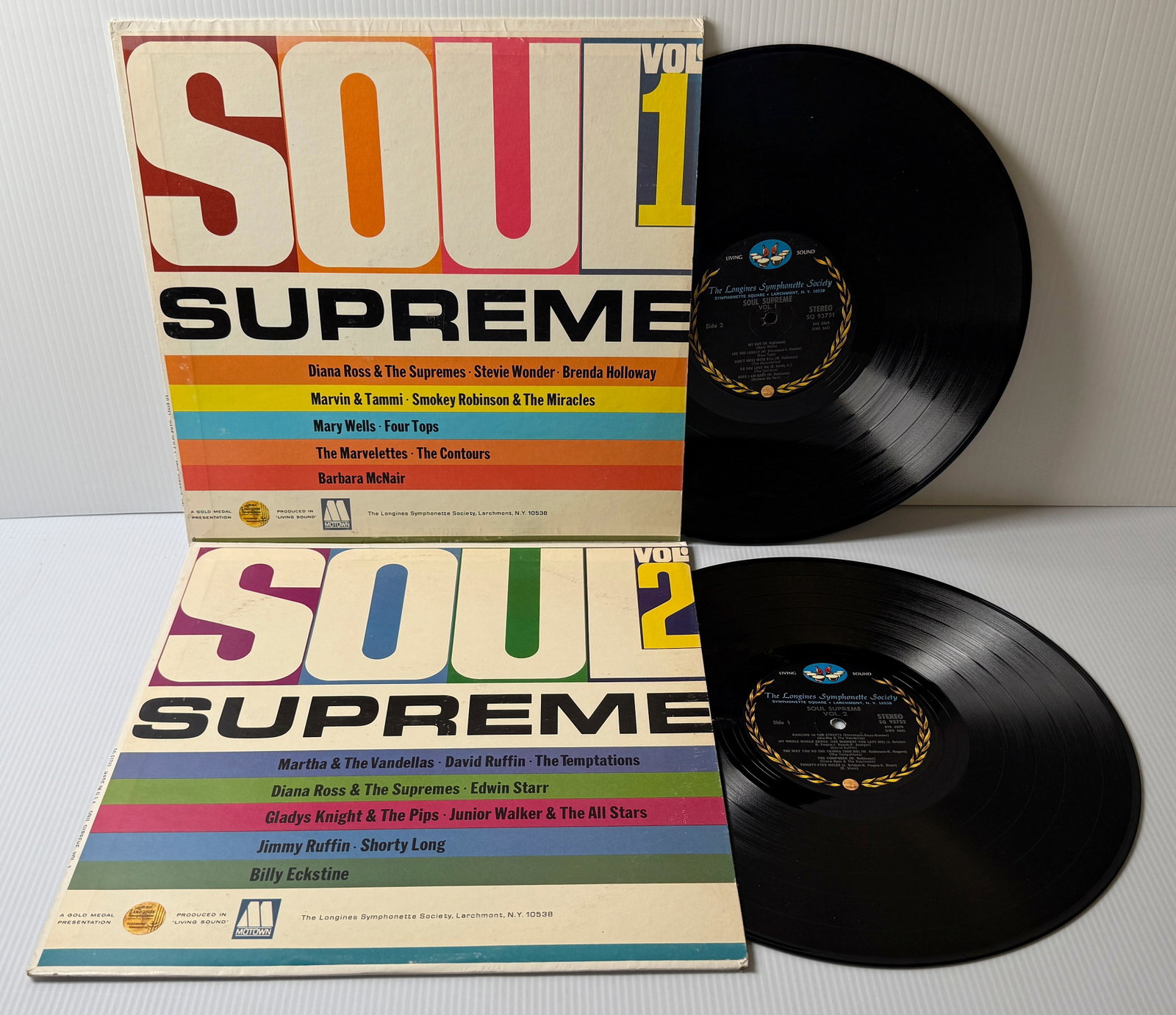 SOUL SUPREME VOL 1. & VOL 2.: SOUL SUPREME VOL 1. & VOL 2. TWO COMPLETE ALBUMS. MOWTOWN / LONGINES. VARIOUS ARTISTS. ($10)